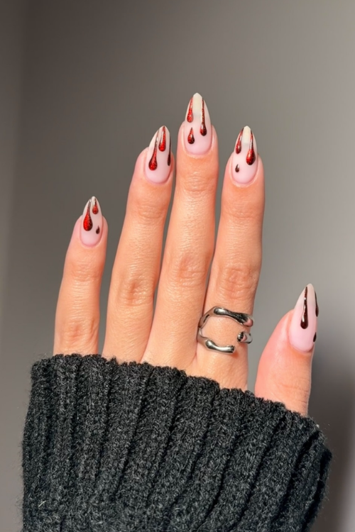 30 Halloween Nail Art Ideas 2025 for a Hauntingly Good Look 8 Vampy Drip