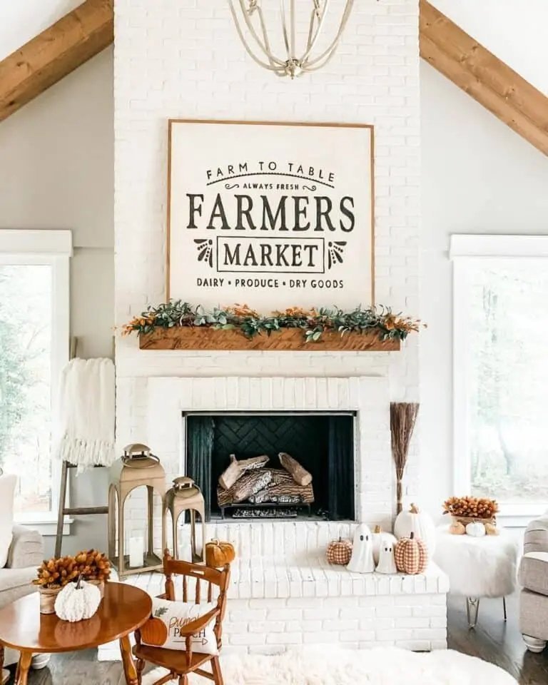 White Brick Fireplace Decor