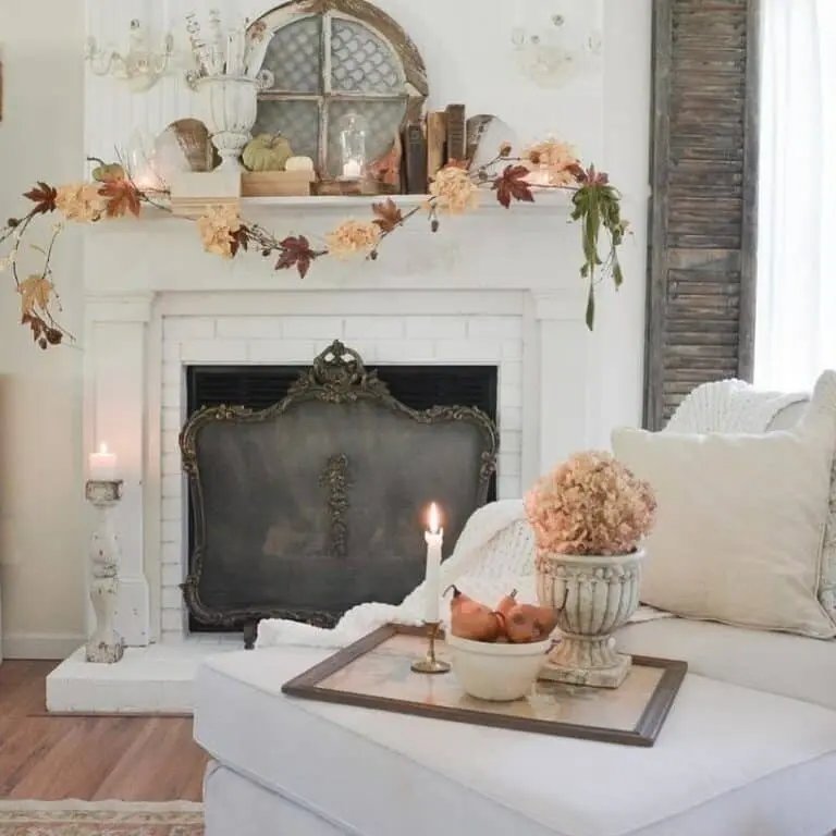 White Brick Fireplace Décor