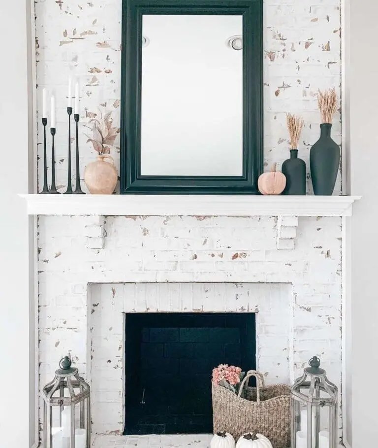 White Brick Fireplace Design