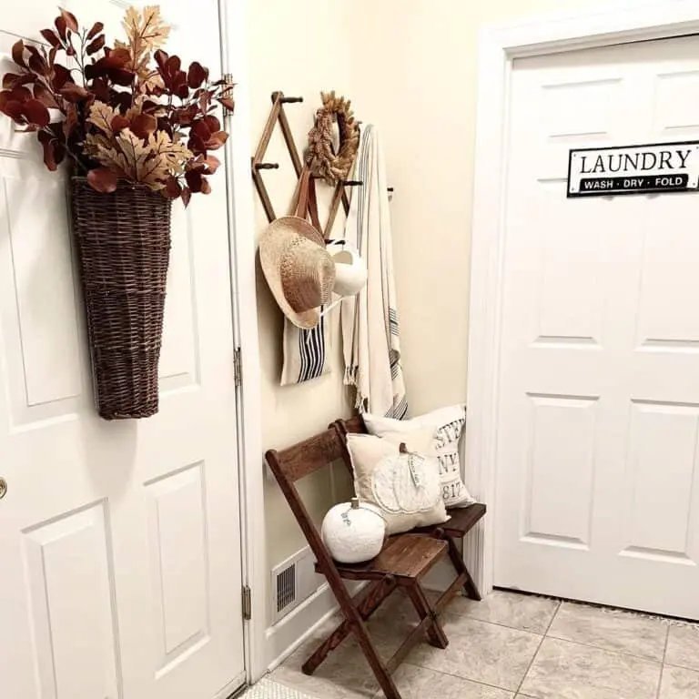 From Simple to Showstopper: 25 Easy Fall Door Decor Ideas 19 White Farmhouse Hallway Decor