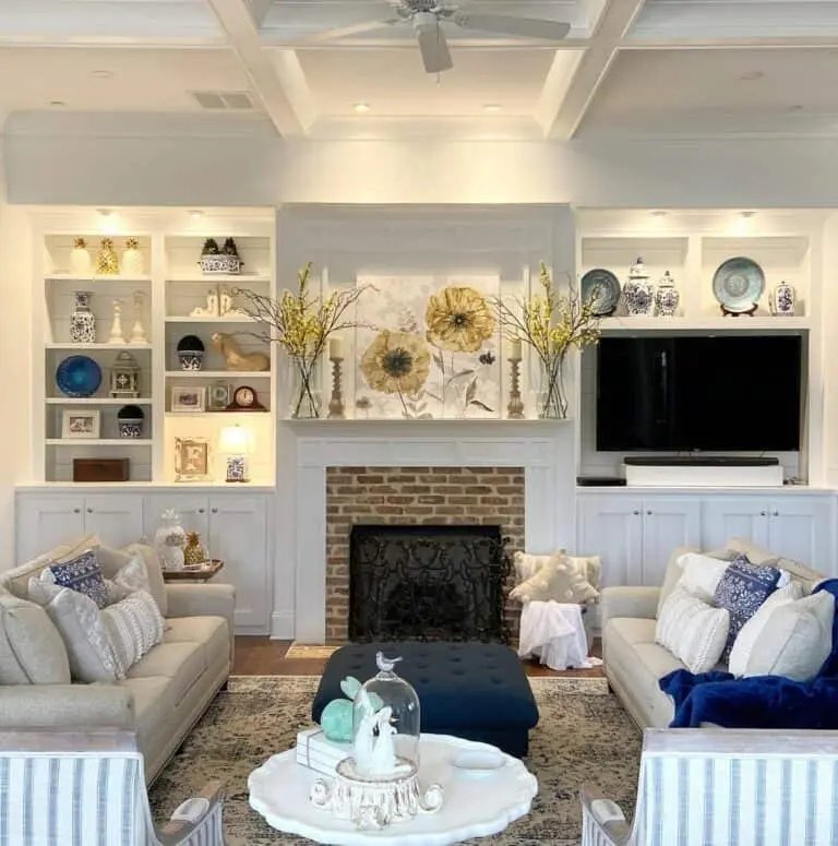 Yellow Flower Fireplace Decor