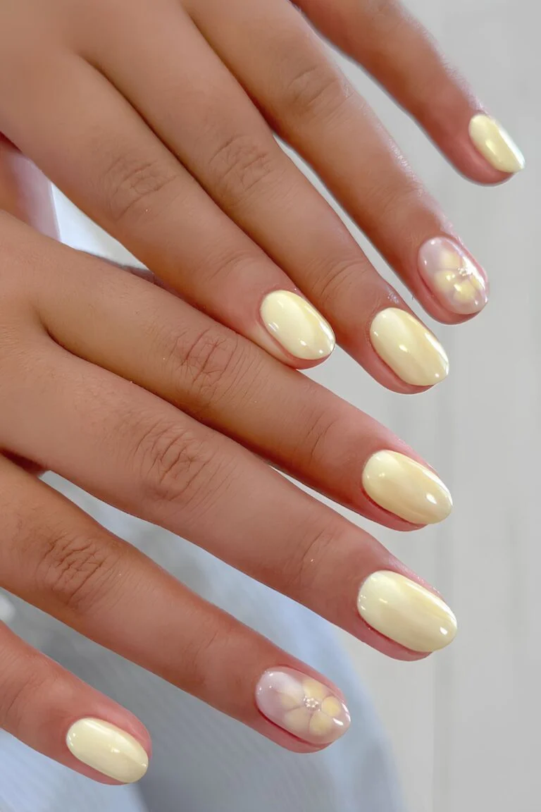 Yellow chrome nails