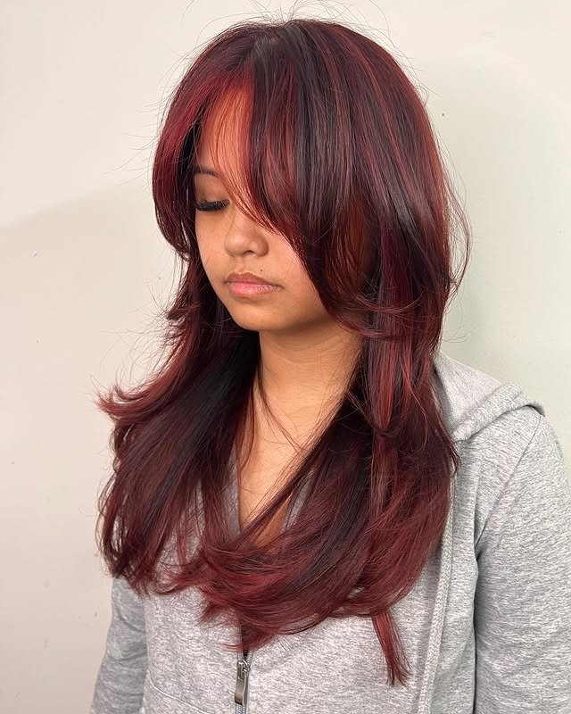 30 Gorgeous Burgundy Balayage Ideas You’ll Want to Try ASAP 15 Burgundy with Face-Framing Highlights