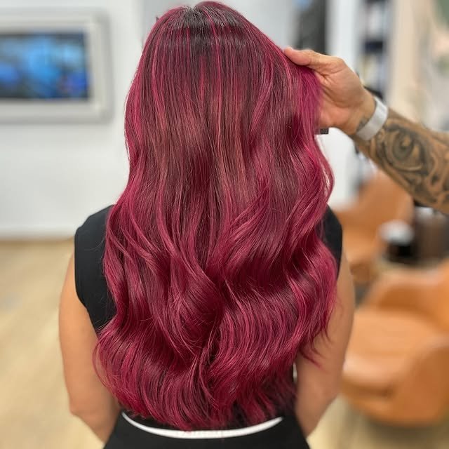 30 Gorgeous Burgundy Balayage Ideas You’ll Want to Try ASAP 25 Burgundy with Fuchsia Highlights
