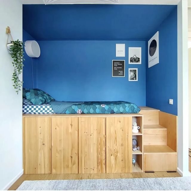 15 Blue Dorm Room Ideas for the Ultimate Student Sanctuary 8 Built-in Space Solution Bed