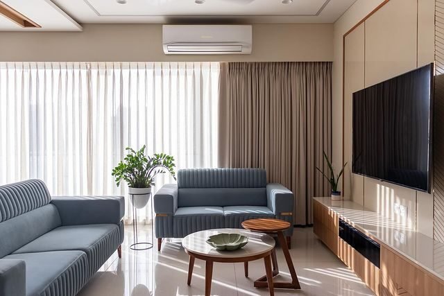 15+ Blue and White Living Room Ideas for a Timeless Look 6 Soft Blue Hues and Hard Wooden Tone
