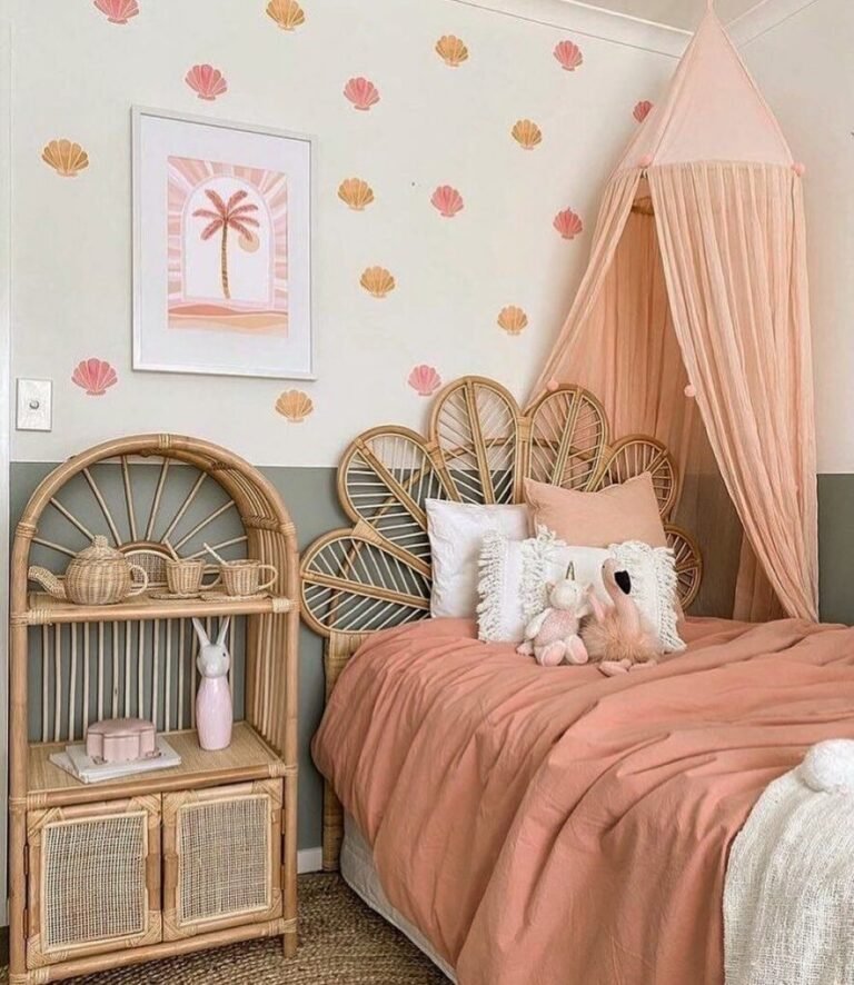 20 Boho Dorm Room Ideas to Transform Your College Space 7 Rattan with Soft Palette Splash