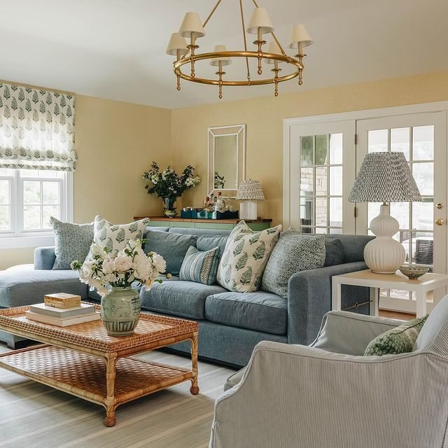 15+ Blue and White Living Room Ideas for a Timeless Look 10 Smoke Blue Accents