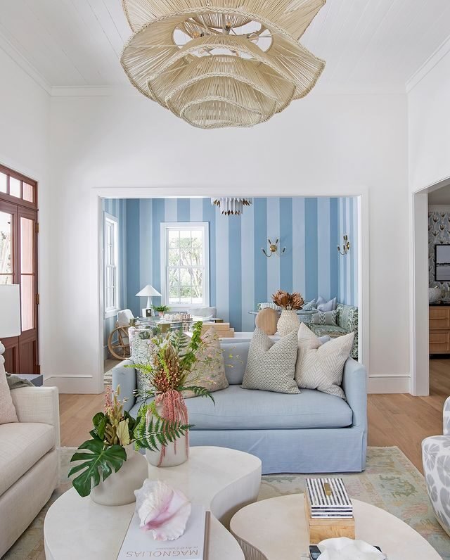 15+ Blue and White Living Room Ideas for a Timeless Look 13 Calming Pastel Blue Sofas and Wall Decor