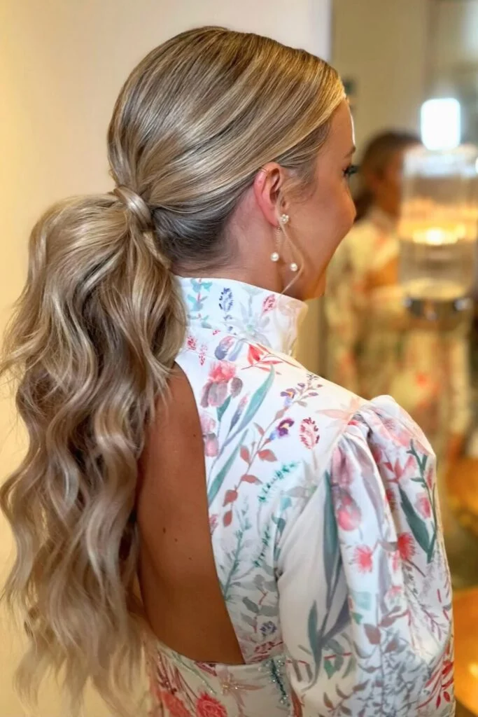 Sleek and Stylish: 20 Low Ponytail Hairstyles You’ll Love 5 Balayage Wave Low Ponytail