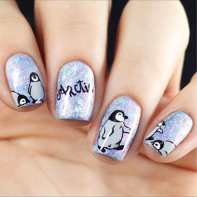 30 Winter Dip Nail Designs That Will Warm Up Your Style 16 Arctic Animal Print Winter Dip Nails