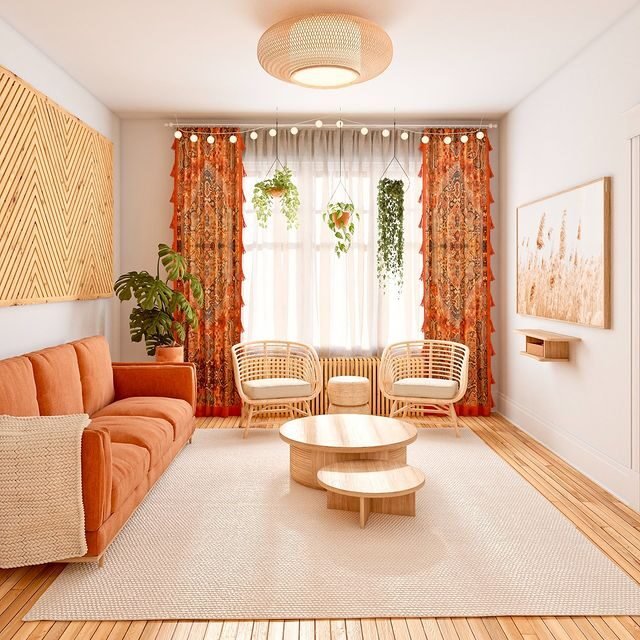 15 Beautiful Orange Couch Designs for Modern Homes 16 Boho Style in Tangerine Tone