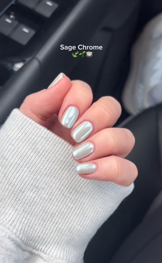 Chrome Matcha Nails