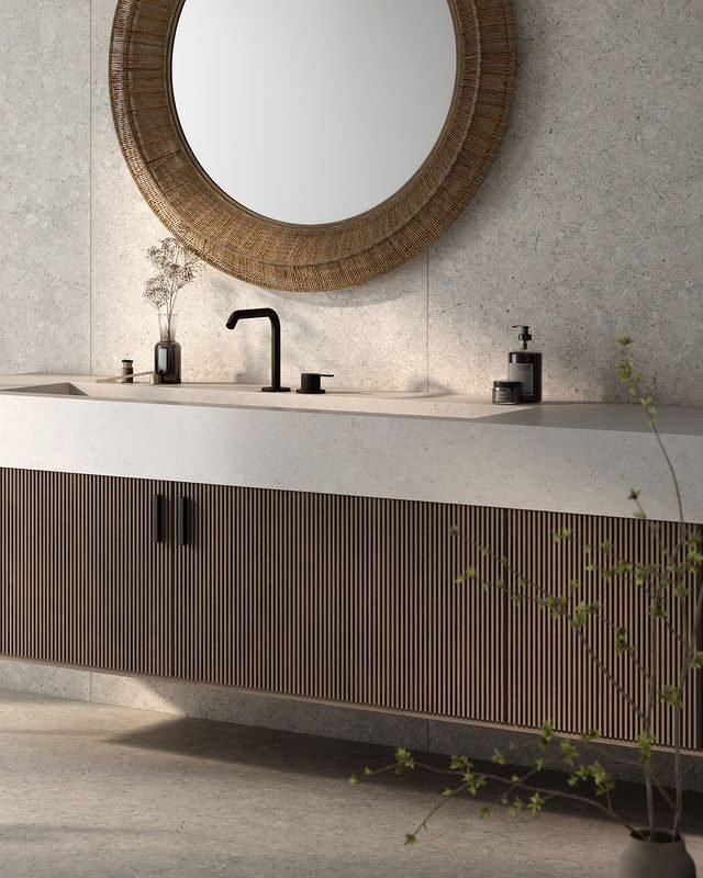 20 Beautiful Japandi Bathroom Ideas for Modern Homes 10 Contrast with Gray Shade
