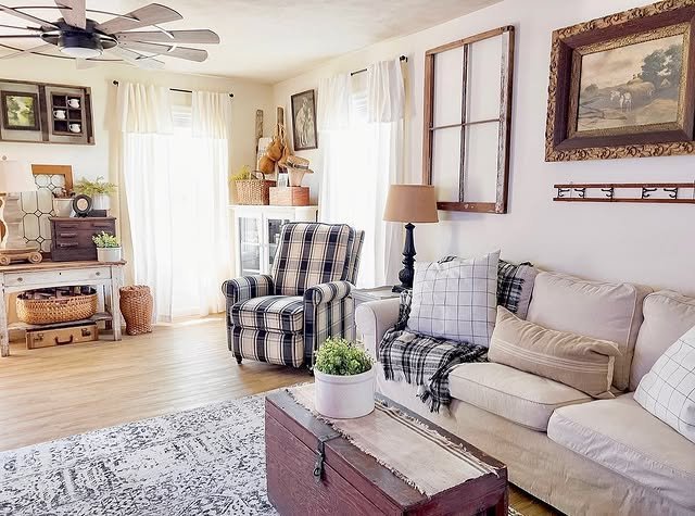 15 Country Living Room Color Schemes for a Cozy Home 3 Display Antique or Vintage Decor Items