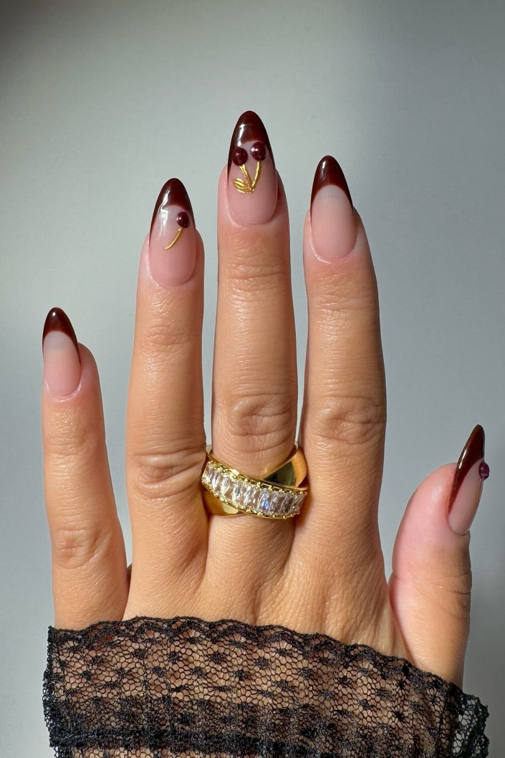25 Cherry Mocha Nail Designs for Every Season 23 Elegant Cherry Tips