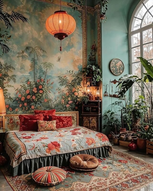 15 Dark Feminine Bedroom Ideas for a Bold and Elegant Space 14 Emotional Floral Wallpaper