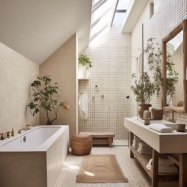 20 Beautiful Japandi Bathroom Ideas for Modern Homes 13 Freshin’ Up with Skylight