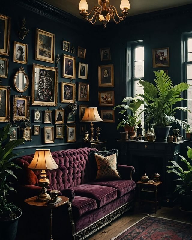 15 Cozy Dark Academia Living Room Design Tips to Try 16 Gallery Art & Historical Decor