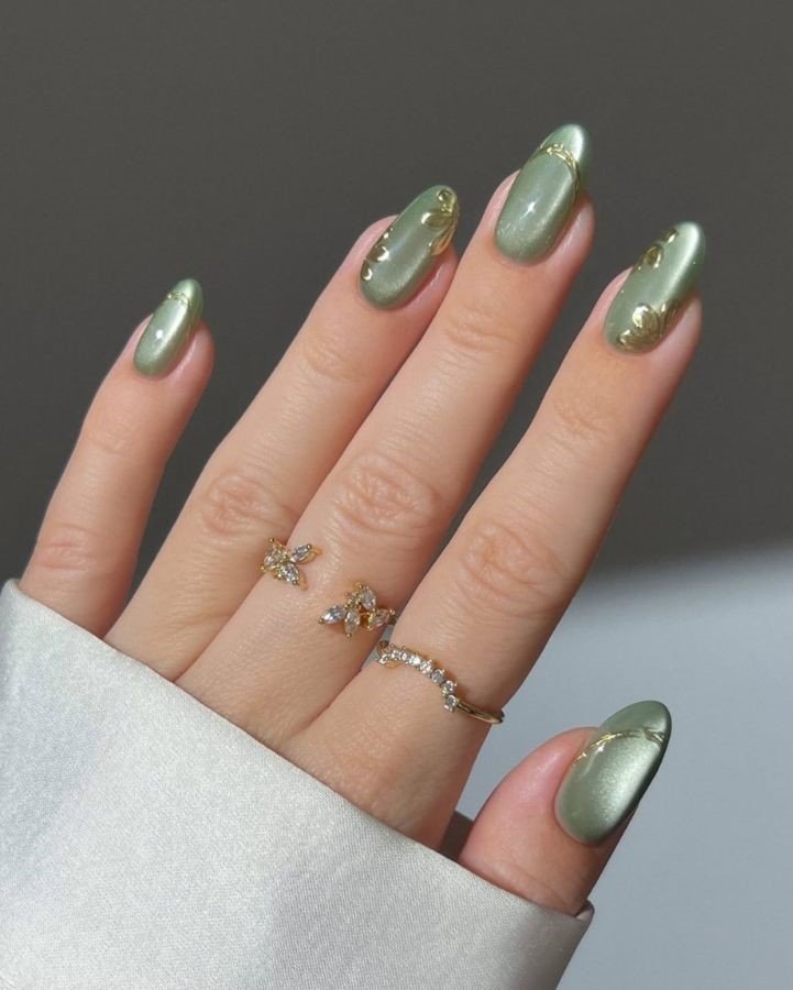 Glass Matcha Nails
