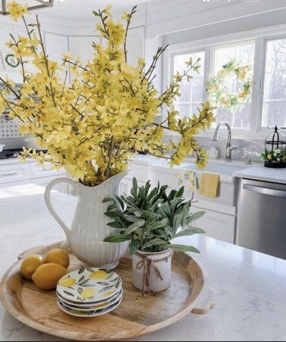 20 Beautiful Kitchen Island Centerpiece Designs 13 Pop of Yellow