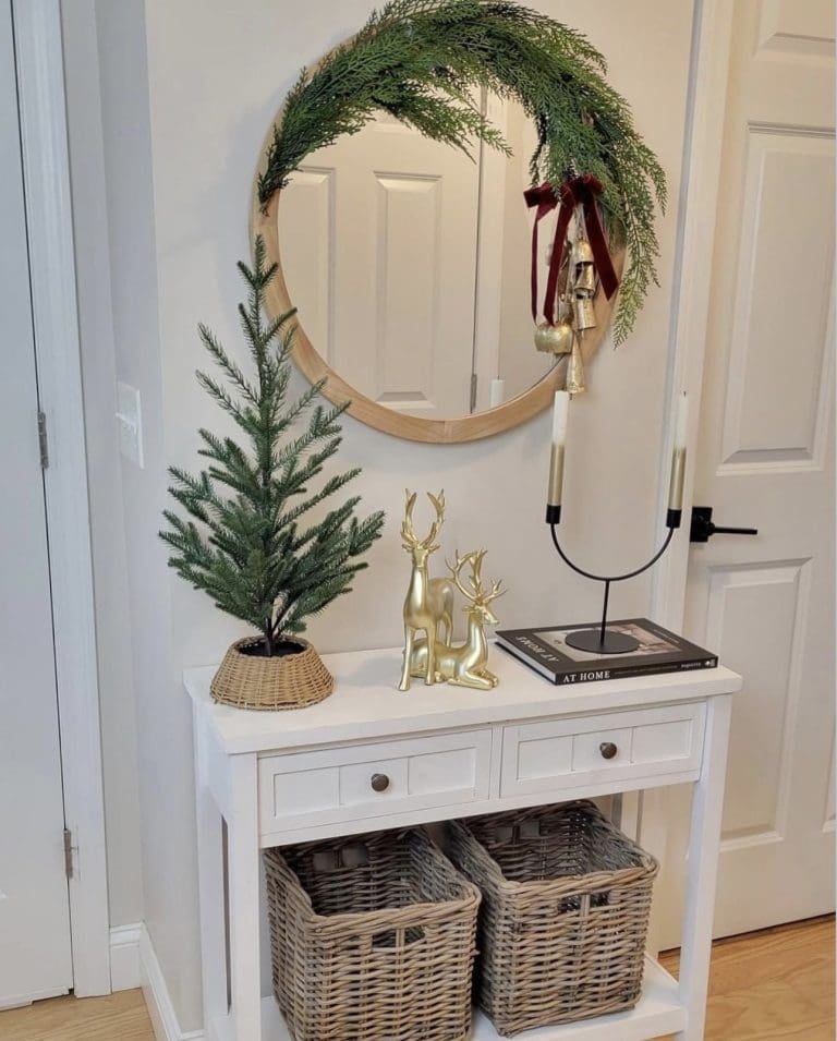 25 Christmas Entryway Decor Ideas for a Festive Welcome 19 Basket Planter