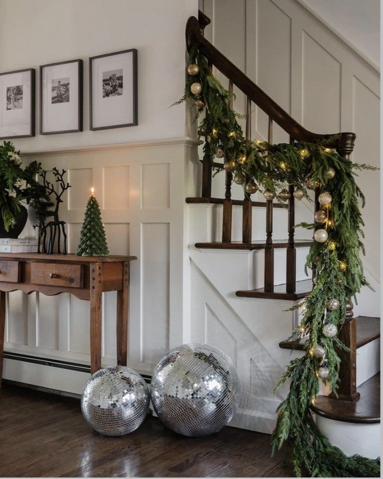 25 Christmas Entryway Decor Ideas for a Festive Welcome 5 Disco Balls