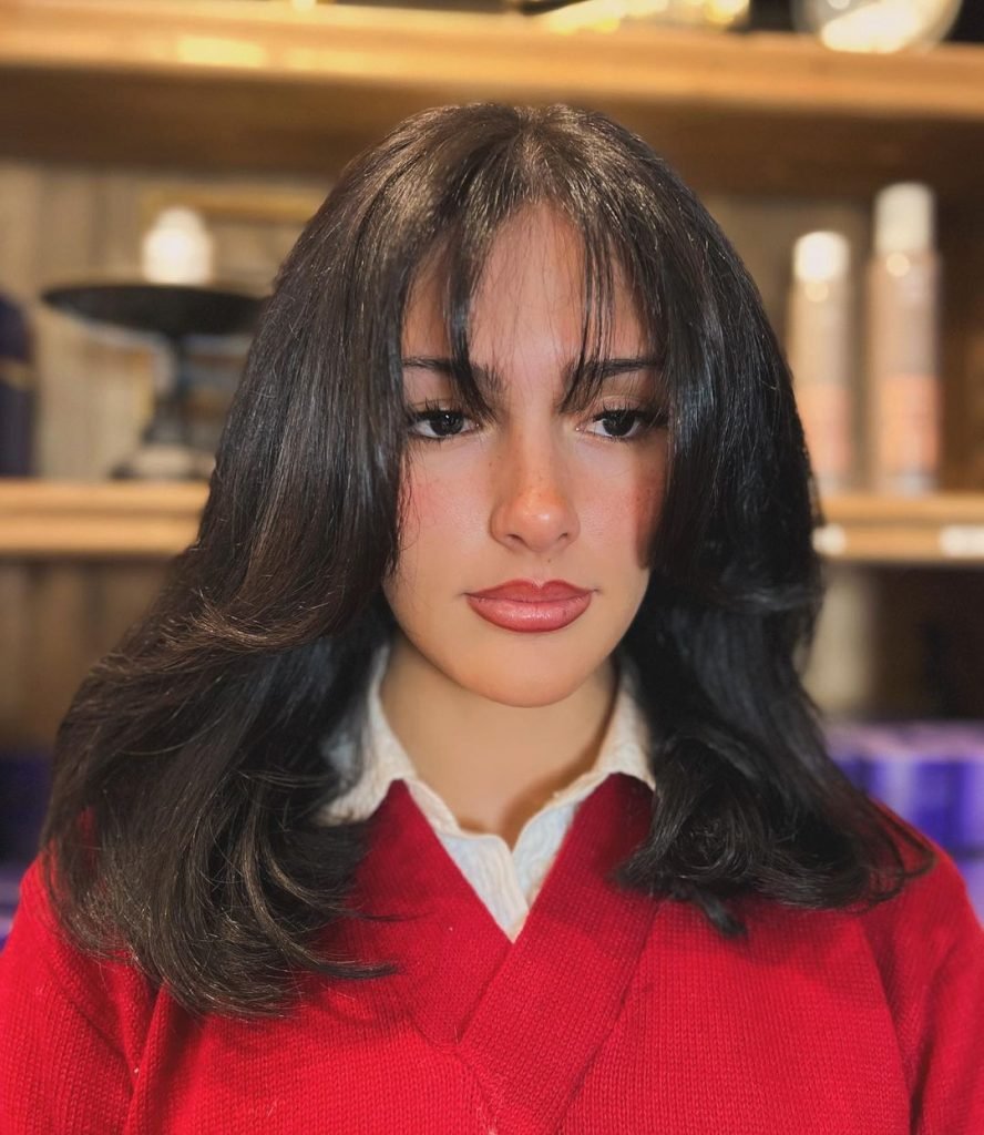Layered Hair with Curtain Bangs