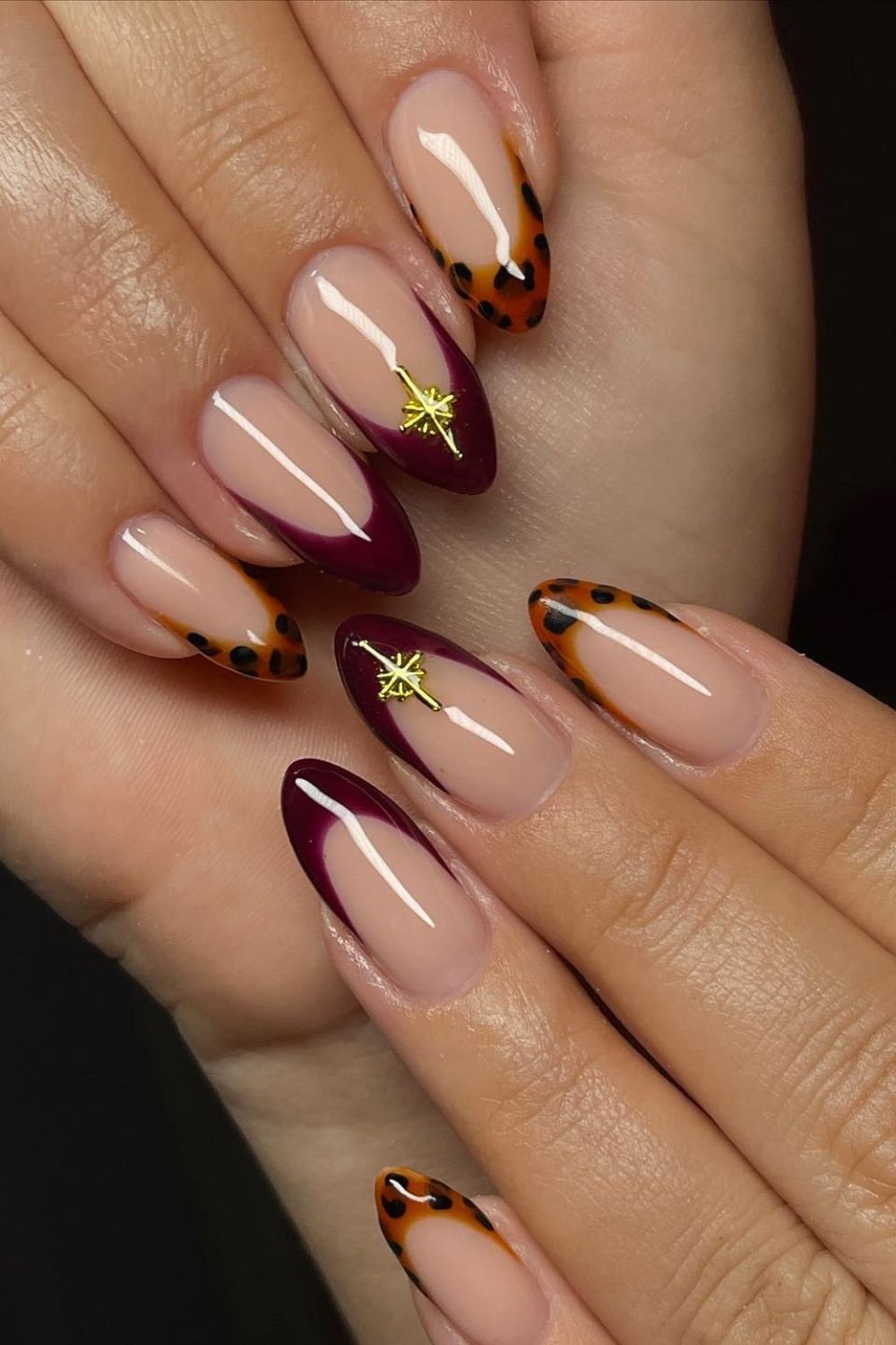 25 Cherry Mocha Nail Designs for Every Season 8 Leopard Accent Tips