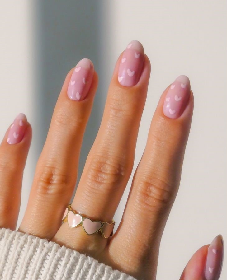 20 Pink Nail Ideas for Every Style and Season 19 Mini Pink Hearts