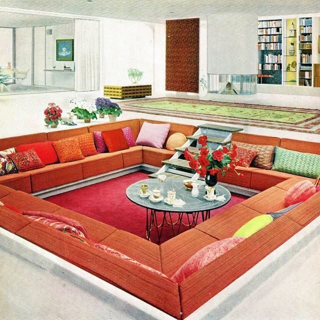 15 Beautiful Orange Couch Designs for Modern Homes 12 Orange Sunken Lounge