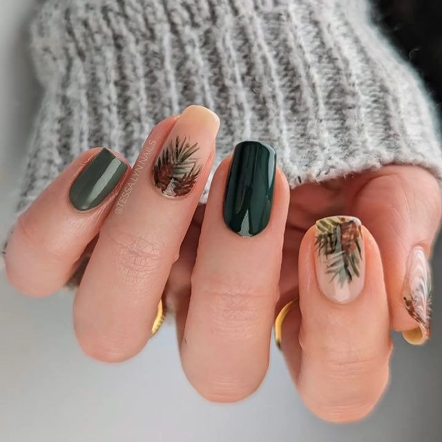 30 Winter Dip Nail Designs That Will Warm Up Your Style 31 Pine Cones Winter Dip Nails