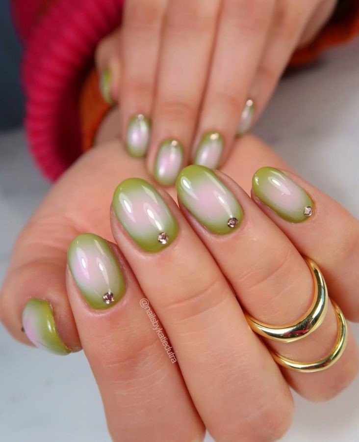 Rose Matcha Nails