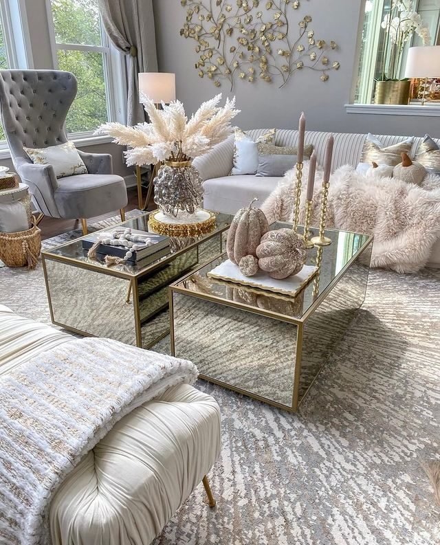 Soft Grays and Metallic Accents