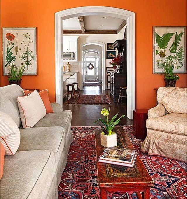 15 Orange Living Room Ideas for a Warm and Inviting Home 13 Spanish Orange Transitional Style