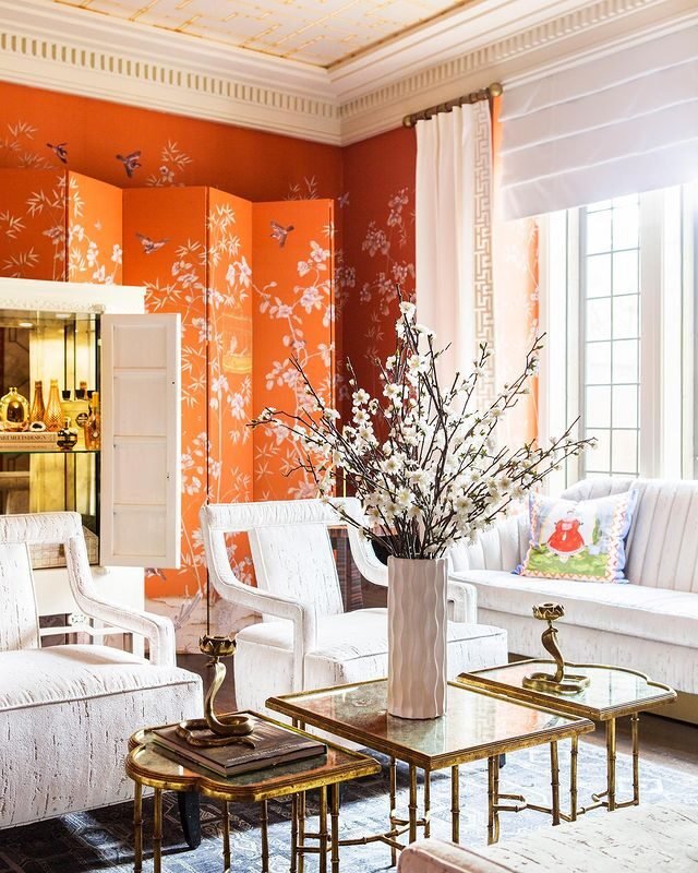 15 Orange Living Room Ideas for a Warm and Inviting Home 8 Spring Theme Foldable Wall Divider
