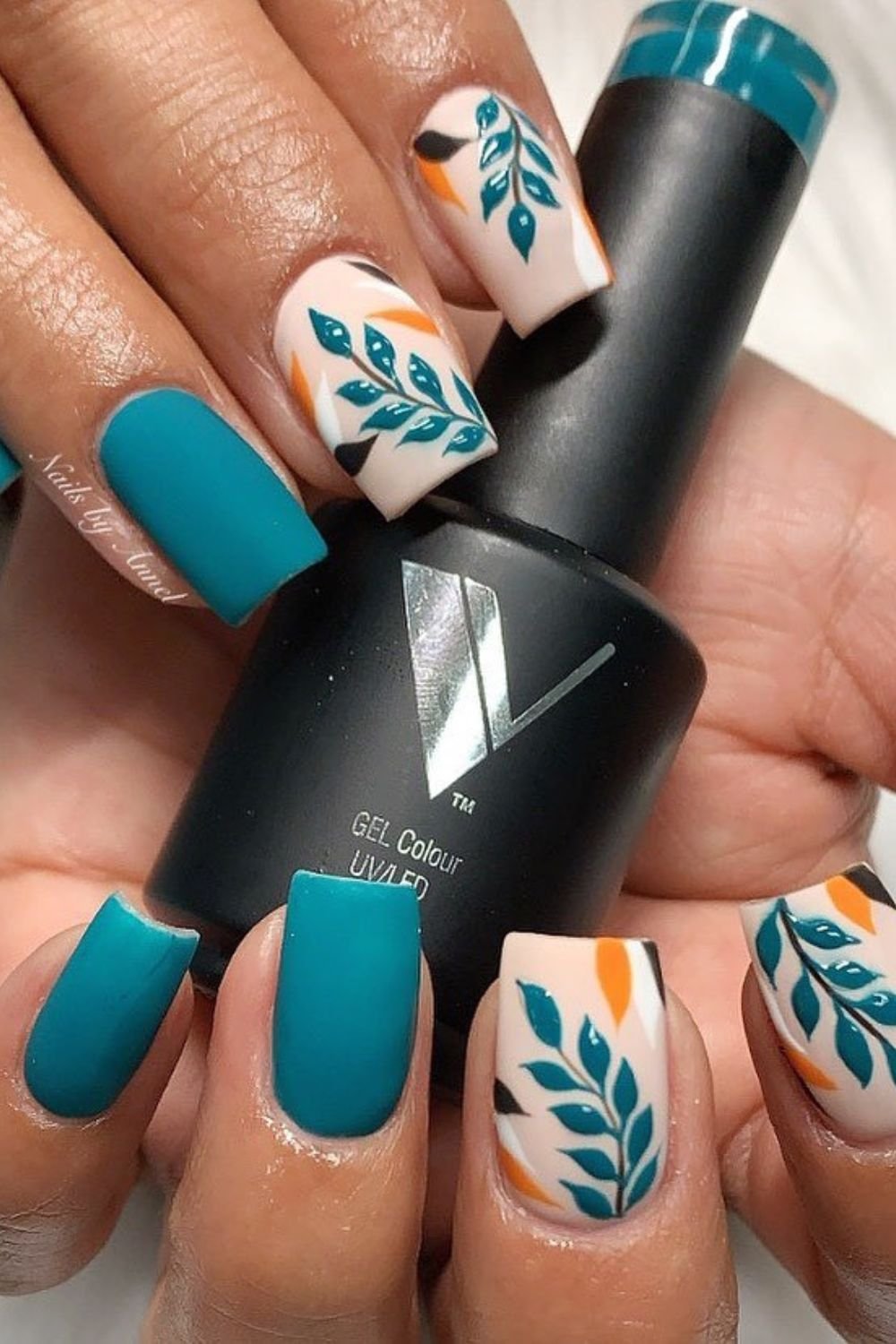 Teal and Leaves