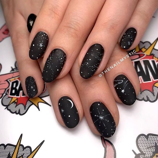 30 Winter Dip Nail Designs That Will Warm Up Your Style 26 Winter Constellation Winter Dip Nails