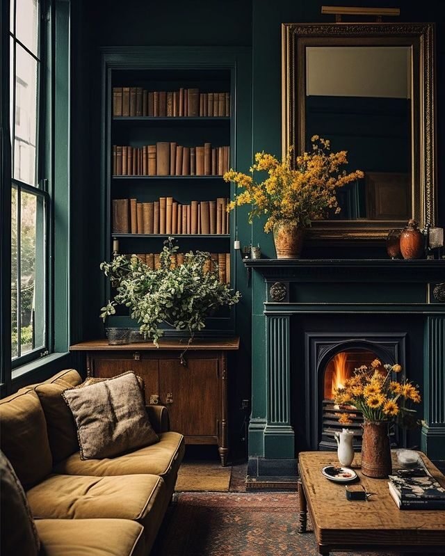 15 Cozy Dark Academia Living Room Design Tips to Try 6 Wooden Bookshelves and Flooring