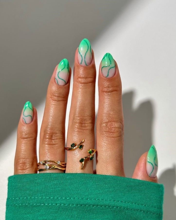 Glittery Emerald Swirls
