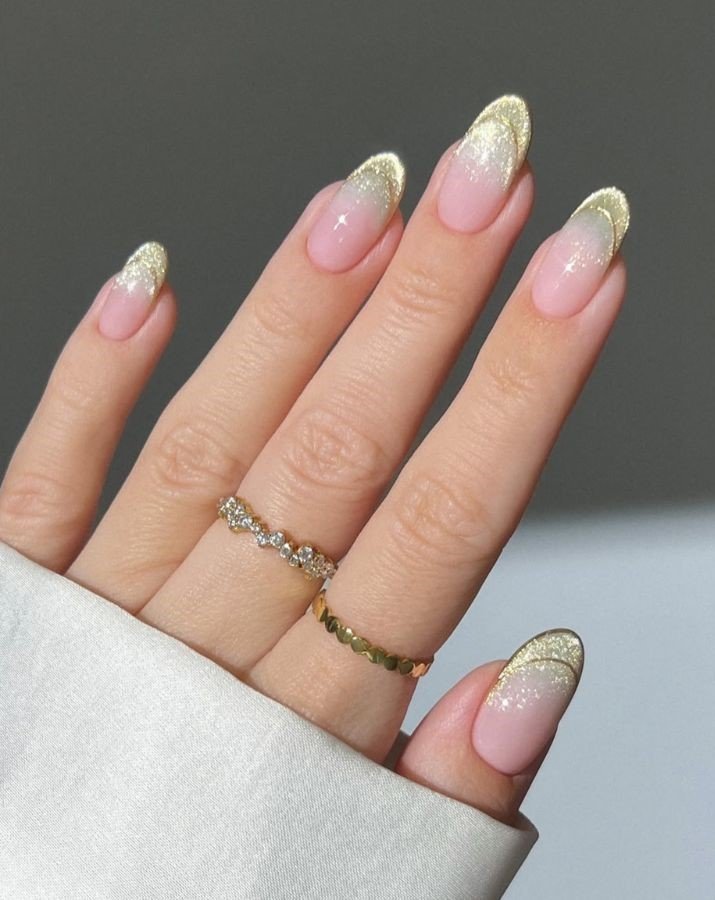 Golden Glass French Nails