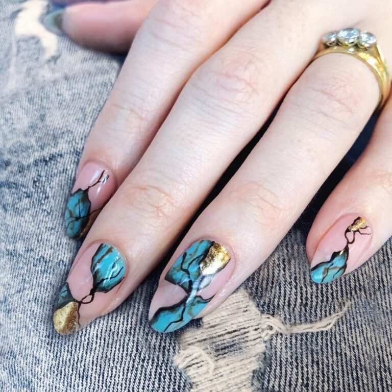 20 Stunning Turquoise Nail Ideas for a Fresh, Chic Look 13 Cracked Turquoise Stone