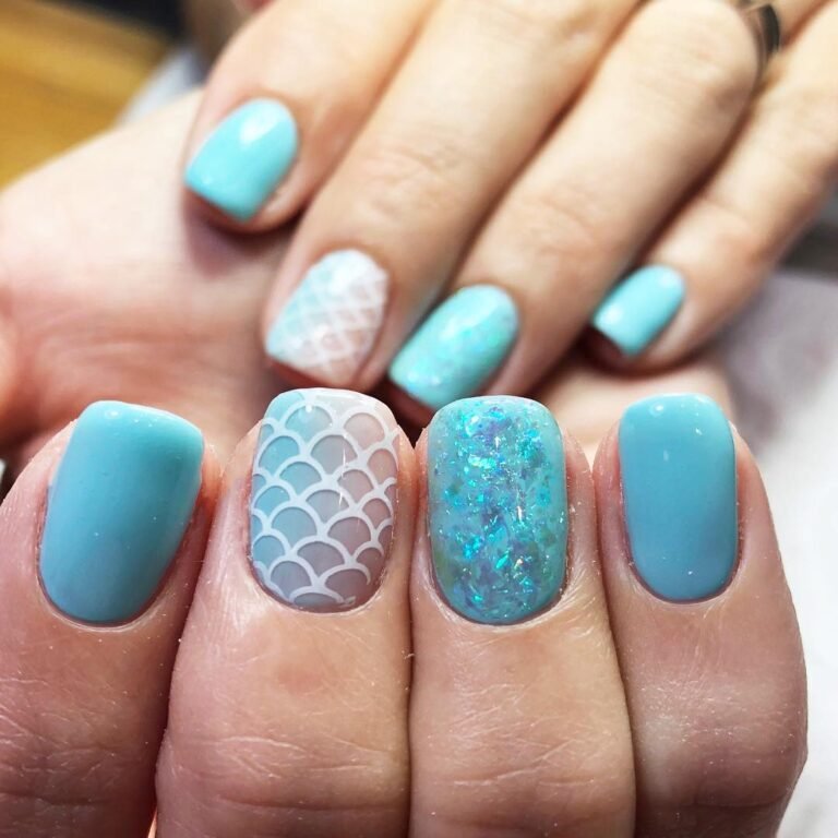 20 Stunning Turquoise Nail Ideas for a Fresh, Chic Look 12 Mermaid Scales