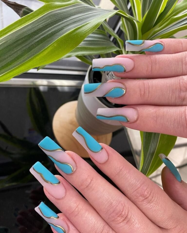 20 Stunning Turquoise Nail Ideas for a Fresh, Chic Look 8 Negative Space Swirls