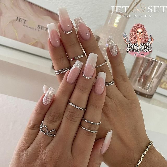 25 Elegant Winter Coffin Nail Designs You’ll Love 13 Crystal Frost