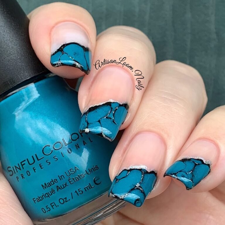 20 Stunning Turquoise Nail Ideas for a Fresh, Chic Look 11 Stoned French Nails