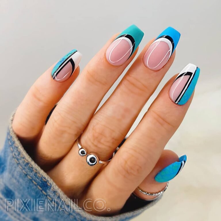 20 Stunning Turquoise Nail Ideas for a Fresh, Chic Look 18 French with a Twist