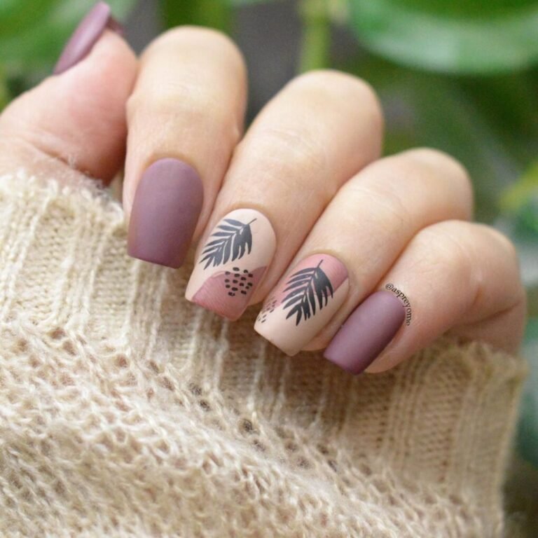 Tropical Mauve and Taupe Nails