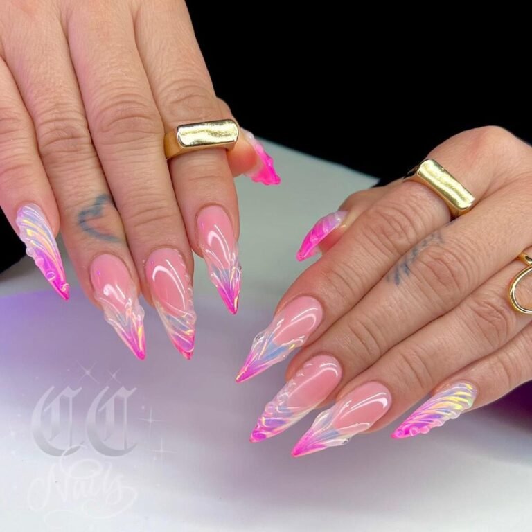 20 Pink Christmas Nail Inspirations – Festive & Feminine Holiday Looks 7 Frosty Elegance